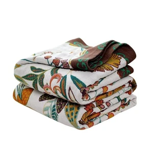 Boho Throw Blanket for Bed 100% Cotton Ultra Soft Rustic Quilt Floral Printed... - Picture 1 of 6