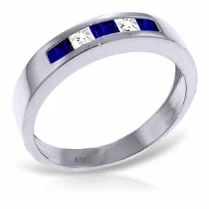 Brand New 0.63 Carat 14K White Gold Rings Natural Sapphire White Topaz - Picture 1 of 1