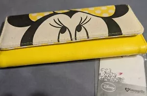 Disney Loungefly Minnie Mouse Wallet Yellow Canvas Faux Leather NWT w/flaw - Picture 1 of 5