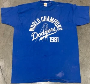 Vintage 1981 Champions Los Angeles Dodgers TIE DYE Single Stitch Shirt Size XL - Picture 1 of 7