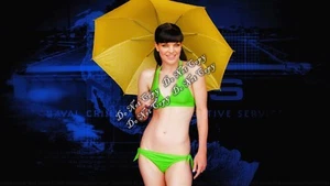 Pauley Perrette Foto NCIS Abby Sciuto Bikini Regenschirm sexy 4x6 selten RP        - Bild 1 von 1
