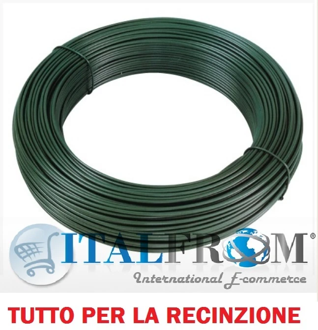 100mt Filo di Legatura 2mm per Recinzione Rete Metallica PVC Verde Italfrom
