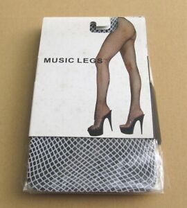 MUSIC LEGS Style No 9001 Seamless Fishnet Panty Hose B&W 5'-5'10" - 100-175lbs