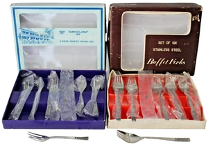 NEW Vtg Splayds 2 Sets of Six Piece Pastry Desert Parfait Buffet Cake Fork Spoon - Picture 1 of 24