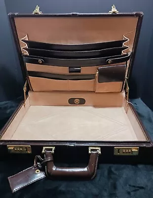 Combo Maletín Vintage FRANZEN Marrón Grano Superior Cuero Maletín Gamuza Forrado Foto 1 de 4