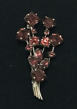 Vintage Amethyst Rhinestone Flower Bouquet Silver Tone Brooch. Open Back Stones.