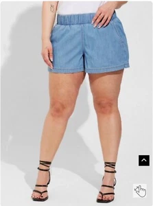 Torrid Shorts 3.5 Inch Pull-On Lightweight Denim High-Rise Short Size 3 New - Picture 1 of 8