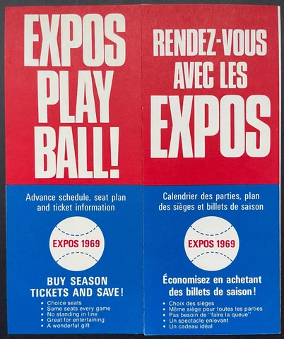 1969 Montreal Expos Inaugural Season Fold Out Ticket Brochure/Order Form MLB Cover