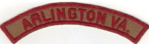 BOY SCOUT ARLINGTON VA. TRS TAN & RED COMMUNITY/STATE STRIP COMBO UNLISTED! - Picture 1 of 2