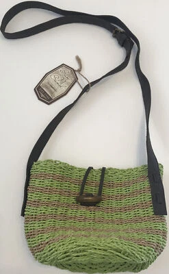 Sun n’ Sand BNWT Bandolera Lima Tejido Paja Cartera Imitación Cuero Cierre Gancho 9x7” Foto 1 de 4