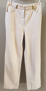 ST JOHN SPORT Sz 6 Beige Pants Straight Leg Casual Logo Polyester Blend - Picture 1 of 8