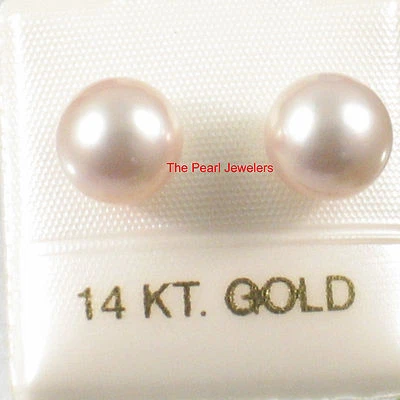 AAA 7.5–8 mm High Luster Lavender Cultured Pearl Stud Earrings - Image 1 of 3