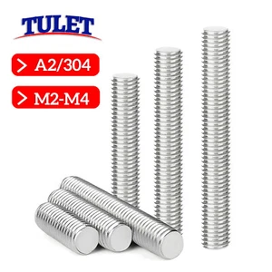 M2 M2.5 M3 M4 A2 STAINLESS STEEL THREADED ROD FULL THREAD STUDDING BAR - Picture 1 of 63
