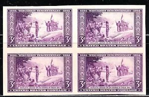 #755 US 3 CENT CENTER LINE BLOCK OF 4-PURPE-IMPERF-MINT-N/H-FINE-VF - Picture 1 of 1