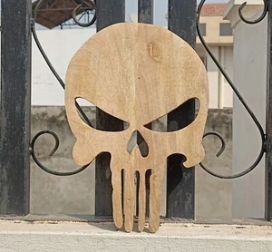 Targa in legno teschio punitore arte da parete decorazione casa sala giochi i... - Foto 1 di 15