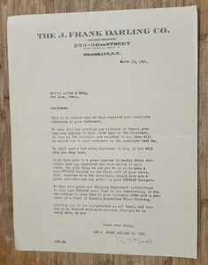 1925 Letterhead New York City Brooklyn J Frank Darling Company Red Lion PA - Picture 1 of 1