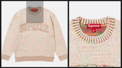 Supreme Sweater Contrast Arc Size Large SKITTLES Rainbow Stripe Knit Crewneck🔥✅ - Image 1 of 4