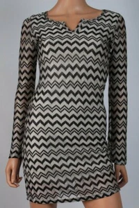 $118 Chelsea & Violet Black Cream Chevron Bell Sleeve Sweater Dress XS NEW C303 - Picture 1 of 4