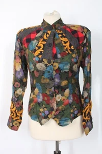 Vtg Canvasbacks XS Multi Patchwork Floral Button-Front Top Lutton & Horsfield - Picture 1 of 8