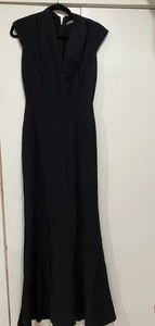 Alexander McQueen Dress EU38/US 6 Black Maxi Cap Sleeves V-Neck Acetate Formal - Picture 1 of 22