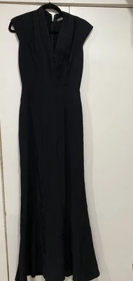 Alexander McQueen Dress EU38/US 6 Black Maxi Cap Sleeves V-Neck Acetate Formal - Image 1 of 4