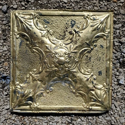 ANTIQUE METAL TIN CEILING TILE 24” X 24" SALVAGED VINTAGE  - Image 1 of 2