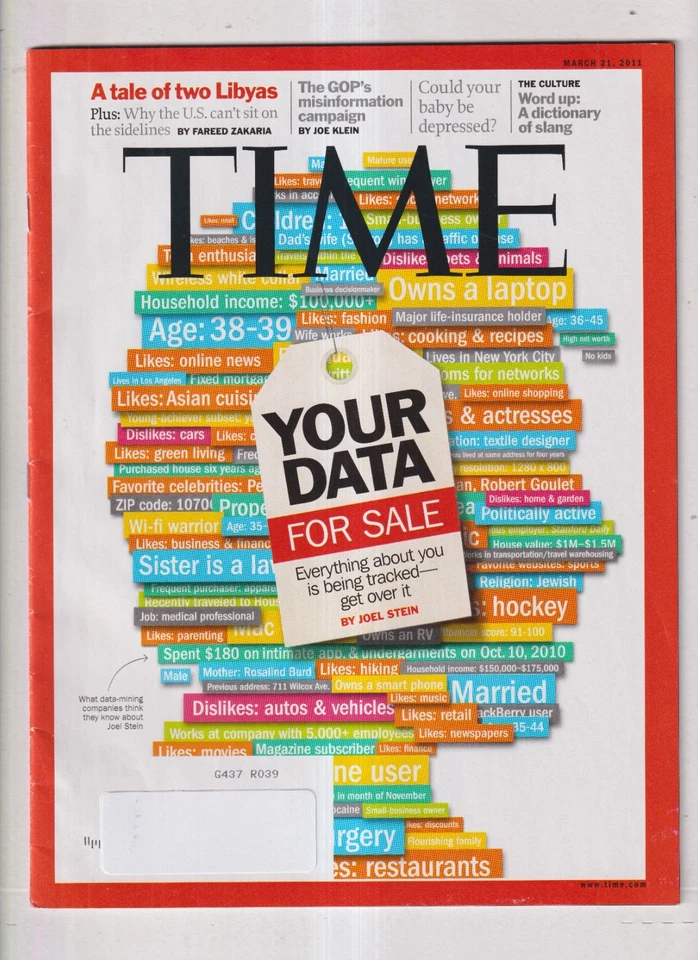 Time March 21, 2011 Your Data For Sale, Two Libyas, GOP, Word Up, (Magazine: Cur - Image 1 of 1