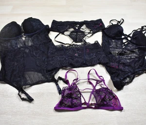 Lote de 5 lencería La Senza sujetador body bustier encaje transparente pequeño negro púrpura - Imagen 1 de 8