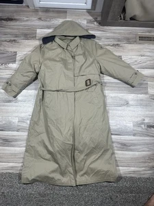 VTG Eddie Bauer Goose Down Full Belted Trench Detachable Hood/Liner Men's XL/TG - Picture 1 of 19