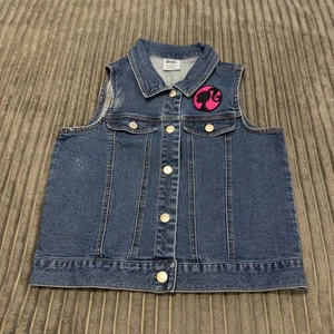 Barbie Denim Vest Girls XL 14-16 Blue Buton Up Classic Core Movie Mattel Retro - Picture 1 of 10