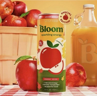 Bebida energética Bloom sabor manzana crujiente - 5 latas ~ VENTA FIN DE SEMANA - 14/11 hasta AGOTAR! Foto 1 de 4