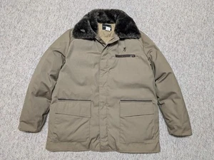 vintage USA made BROWNING puffer GOOSE DOWN coat XL leather trim PARKA insulated - Picture 1 of 15