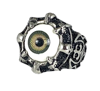 Anillo estilo motociclista para hombre garra globo ocular marrón talla 11 acero inoxidable pesado 75 Foto 1 de 4