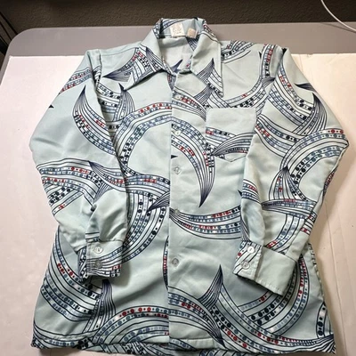 Vintage 70s Paul Howard California Slim Mens LS Shirt Blue Size-M #323 - Image 1 of 4