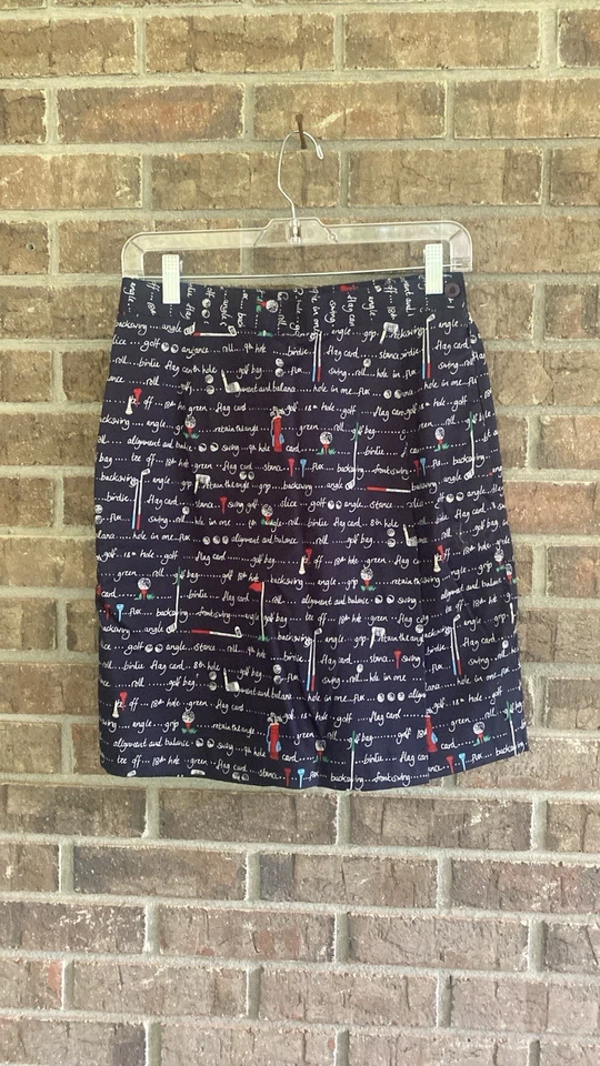 Falda de golf Liz para mujer 8 azules AOP línea A bolsillos cremallera falda corta Liz Claiborne golf Foto 1 de 4