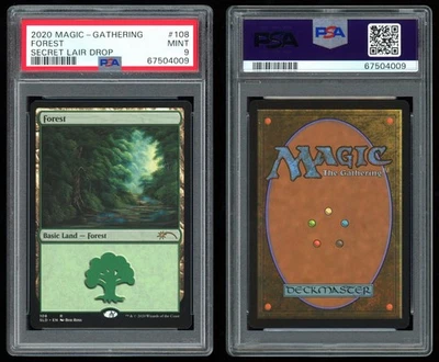 PSA 9 Forest 108 (Bob Ross) - 2020 Magic MTG Secret Lair Happy Little Gathering - Image 1 of 3