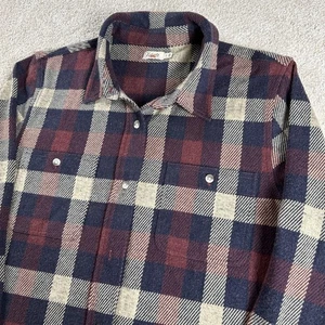 Faherty Legend Sweater Shirt Mens Large Blue Red Beige Plaid Shirt Jacket Soft - Picture 1 of 11