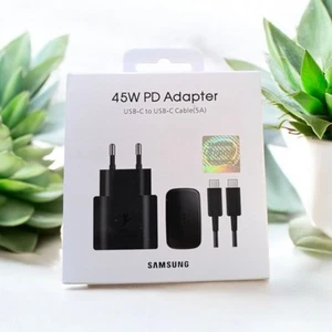 CARICABATTERIA SAMSUNG CARICATORE ORIGINALE 45W RICARICA VELOCE CAVO TYPE C 5 V - Zdjęcie 1 z 9