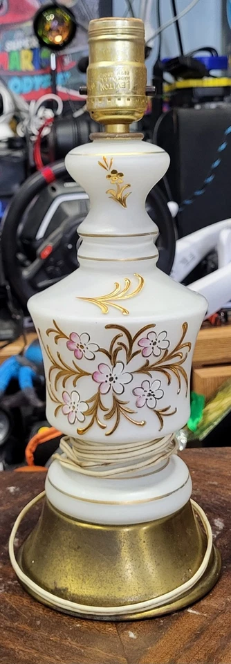 Vintage Leviton Table Lamp Mid Century Modern Frosted Glass & Brass USA 13.5" - Image 1 of 4