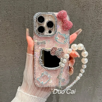 Linda Funda Espejo Gato Dibujos Animados para iPhone 17 Pro Max Air 16 15 14 13 12 11 Foto 1 de 4