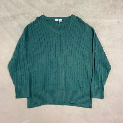 Jersey Lee tejido con cable estampado cuello en V suéter para mujer 2XL Foto 1 de 4