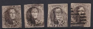 c.1860's Belgium Postes Belgique Leopold I 10c DIX CENT Brown x 4 REF: B20A11 - Picture 1 of 1