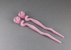 Pink snake hair sticks velvet velour chop sticks picks pins 6.5" long plastic - Picture 1 of 5