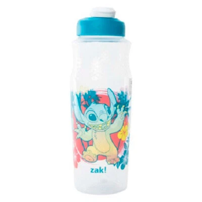 NUEVA Botella de Agua de Viaje Zak Disney Stitch 30 OZ Tapa Abatible Verde azulado Portátil Transparente Foto 1 de 4