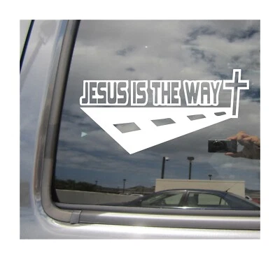 Jesus is the Way - Road Cross Christ Christian Vinyl Decal Window Sticker 08401 - Image 1 of 2
