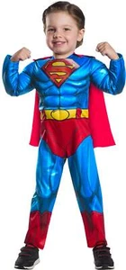 Boys Superman Halloween Costume Muscle Jumpsuit & Cape DC Comics 2 Pc- 2T/3T - Picture 1 of 6