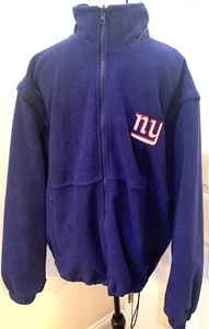 NFL New York Giants Jacket Men's Sz L Blue Full Zip Embroidered Removable Arms - Picture 1 of 13