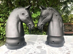 Vtg Cast Iron Horse Head Hitching Post Finial Tops- Decorative Equestrian - Picture 1 of 12