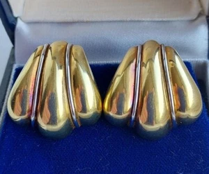 Heavy 18Ct Gold Large Pair Of Earrings 11.57g Stunning Scalloped Design 2.7cm - Picture 1 of 6