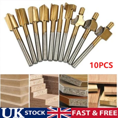 10PCS for Dremel Rotary Tool Sets 1/8" 3mm Mini Shank HSS Titanium Router Bits - Image 1 of 4